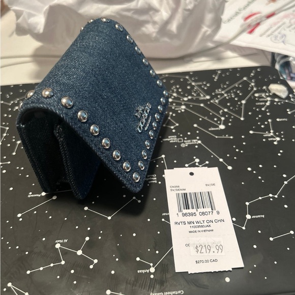 Coach Denim Mini Wallet On A Chain With Rivets - Picture 8 of 8